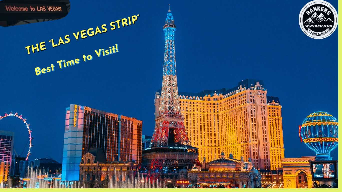 "Illuminated Eiffel Tower replica at night along the Las Vegas Strip with vibrant lights and fountains in front of Paris Las Vegas Hotel"