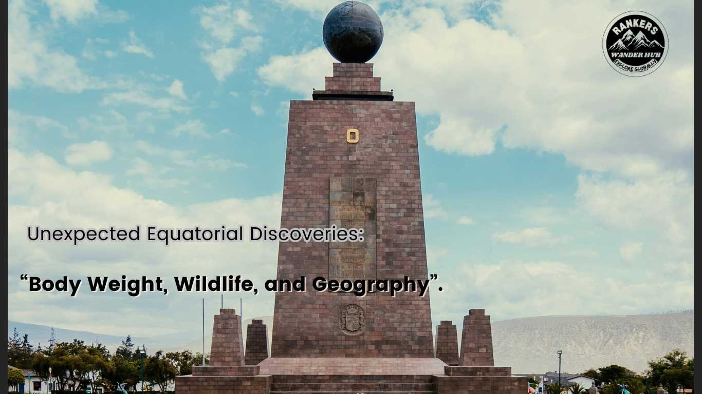 "Mitad del Mundo Monument in Ecuador under a clear sky, symbolizing unexpected equatorial discoveries related to body weight, wildlife, and geography."